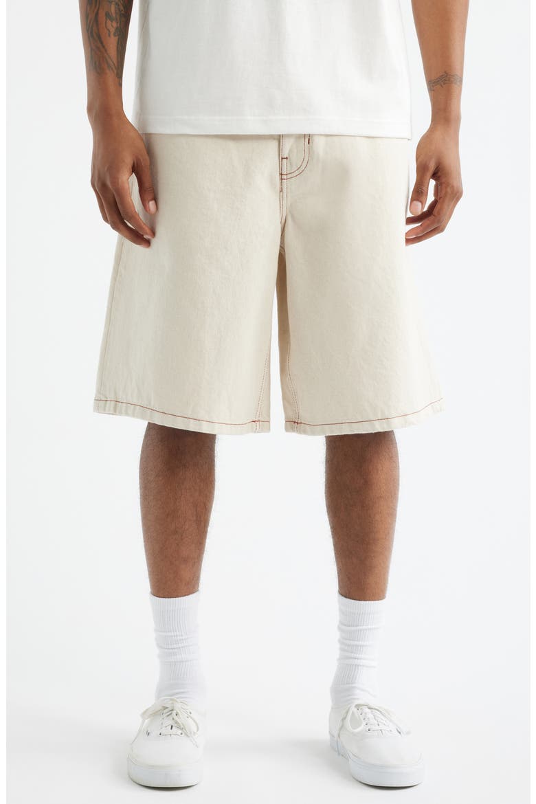 Check-5 Baggy Denim Shorts, Main, color, NATURAL SEED