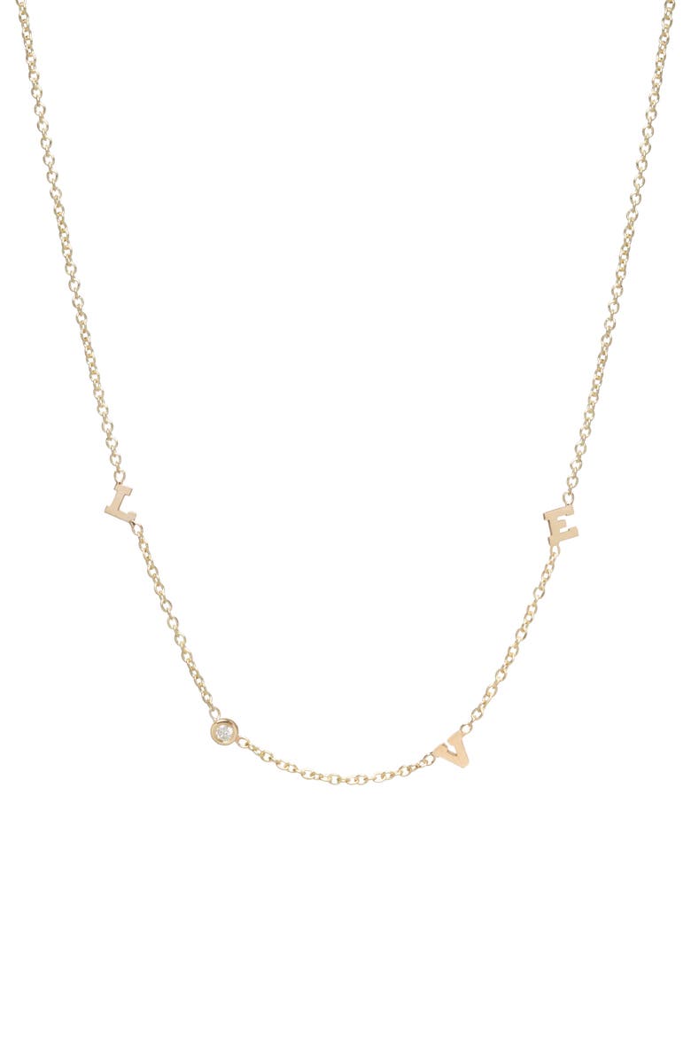 Itty Bitty Love Diamond Necklace, Alternate, color, YELLOW GOLD