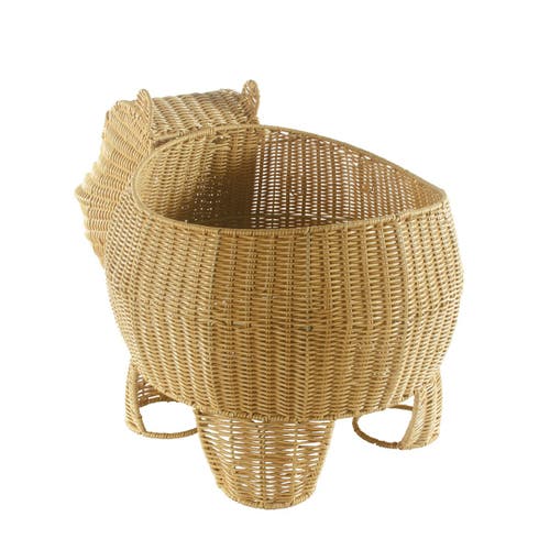 Kaplan Early Learning Company Hippo Washable Wicker Floor Basket In Brown