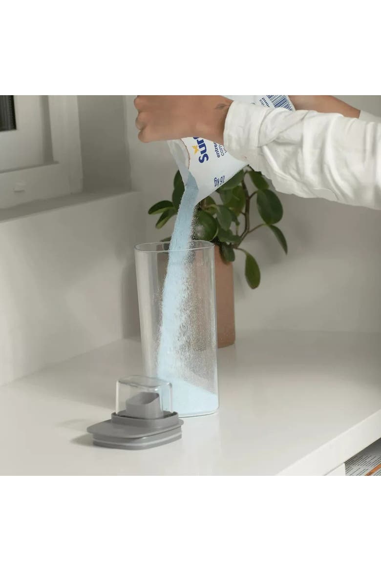 Versatile Clear Airtight Laundry Detergent Dispenser Organizer with Measuring Cap 2 Pack 50 oz, Alternate, color, Dark Gray