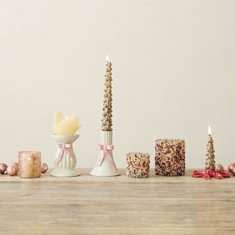 Stoneware Bow Taper Holder