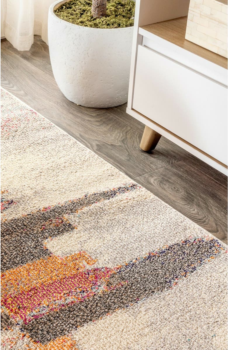 JONATHAN Y Contemporary POP Modern Abstract Brushstroke Area Rug, Alternate, color, Ivory/Pink