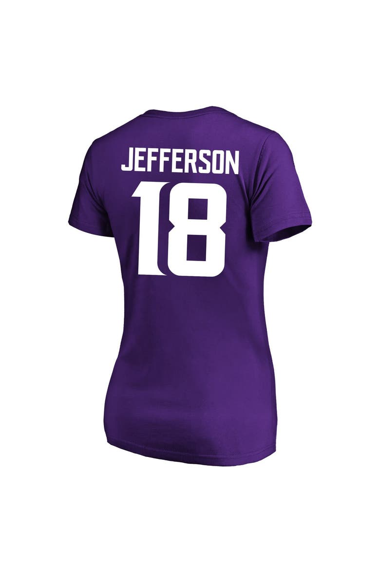 Women's Justin Jefferson Purple Minnesota Vikings Plus Size Fair Catch Name & Number V-Neck T-Shirt, Alternate, color, Purple