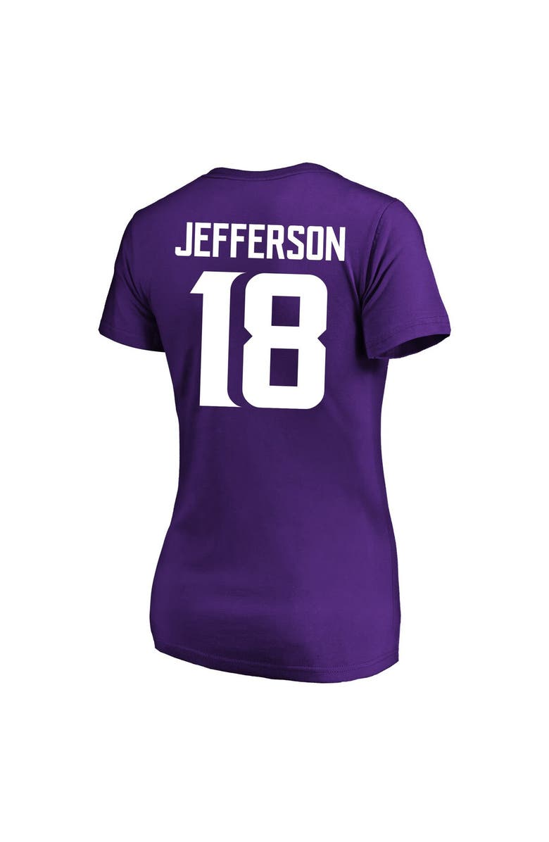 FANATICS Women's Justin Jefferson Purple Minnesota Vikings Plus Size Fair Catch Name & Number V-Neck T-Shirt, Alternate, color,