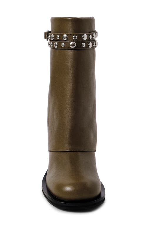 Free People Scorpio Studded Foldover Bootie In Olive Leather