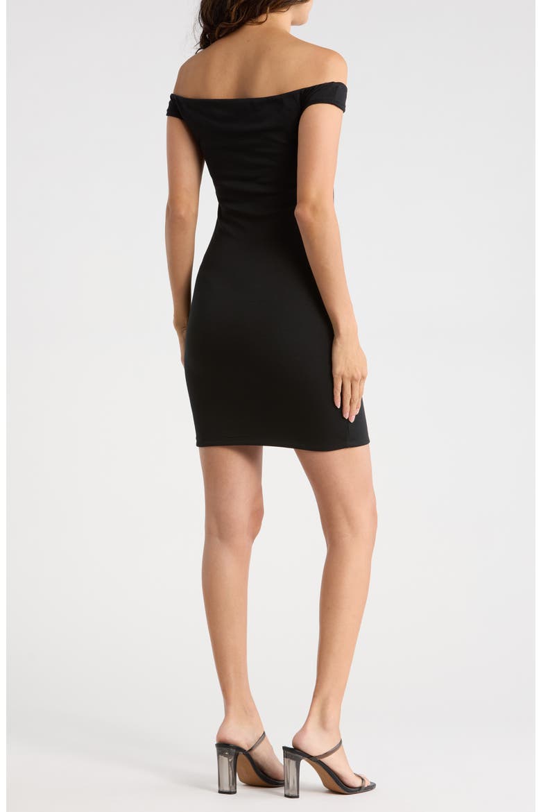 Grommet Trim Off the Shoulder Cap Sleeve Minidress, Alternate, color, BLACK