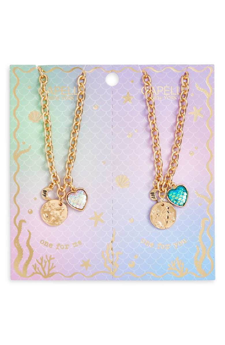 Capelli New York Kids' Mermaid BFF Necklace Set, Main, color, Gold Multi