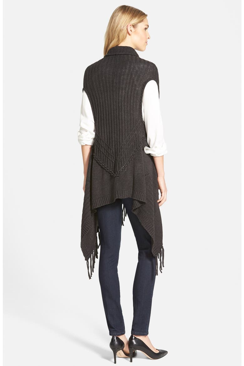 Sweater Vest with Fringe, Alternate, color, CHARCOAL