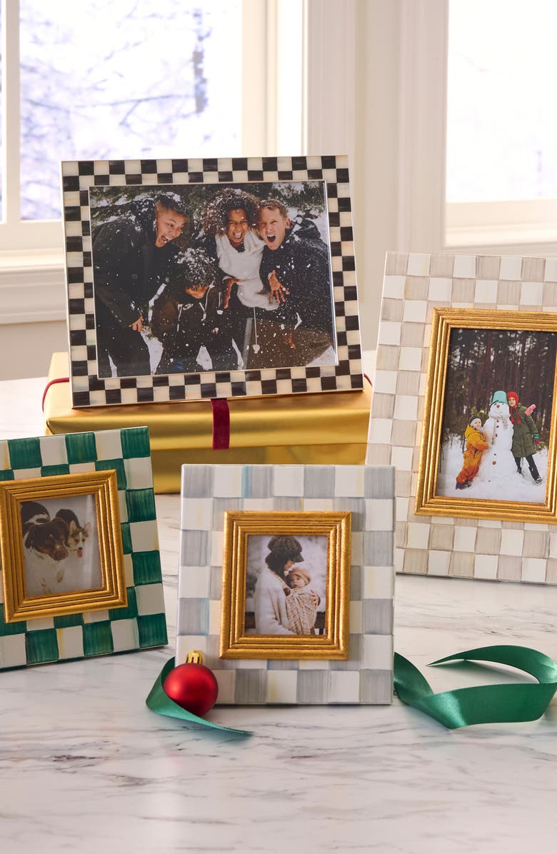 MACKENZIE CHILDS Sterling Check Enameled Steel 2.5 x 3-Inch Picture Frame, Alternate, color, Sterling