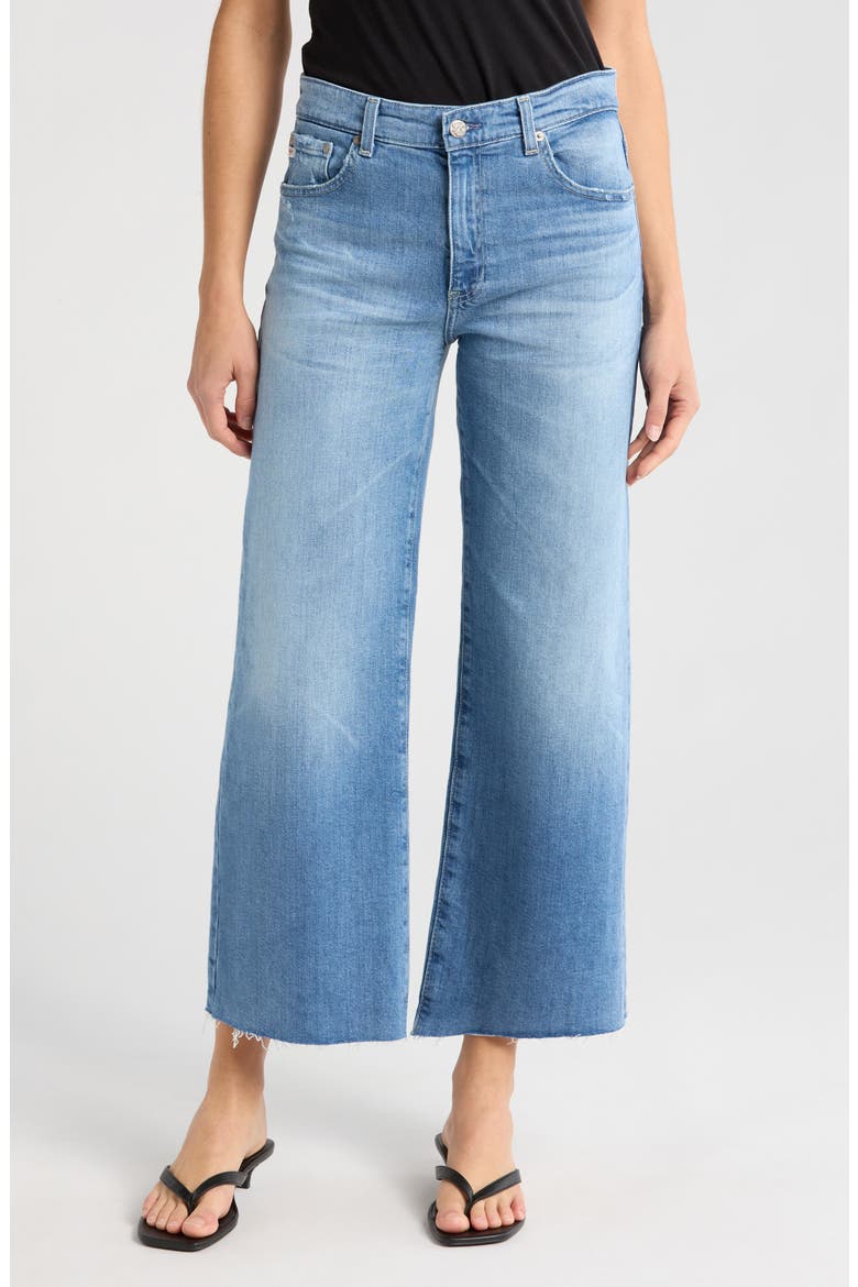 Saige Raw Hem Mid Rise Ankle Wide Leg Jeans, Main, color, 16 YEARS POSTCARD