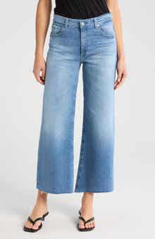 AG Saige Raw Hem Mid Rise Ankle Wide Leg Jeans