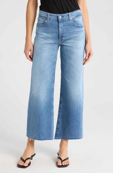 AG Saige Raw Hem Mid Rise Ankle Wide Leg Jeans