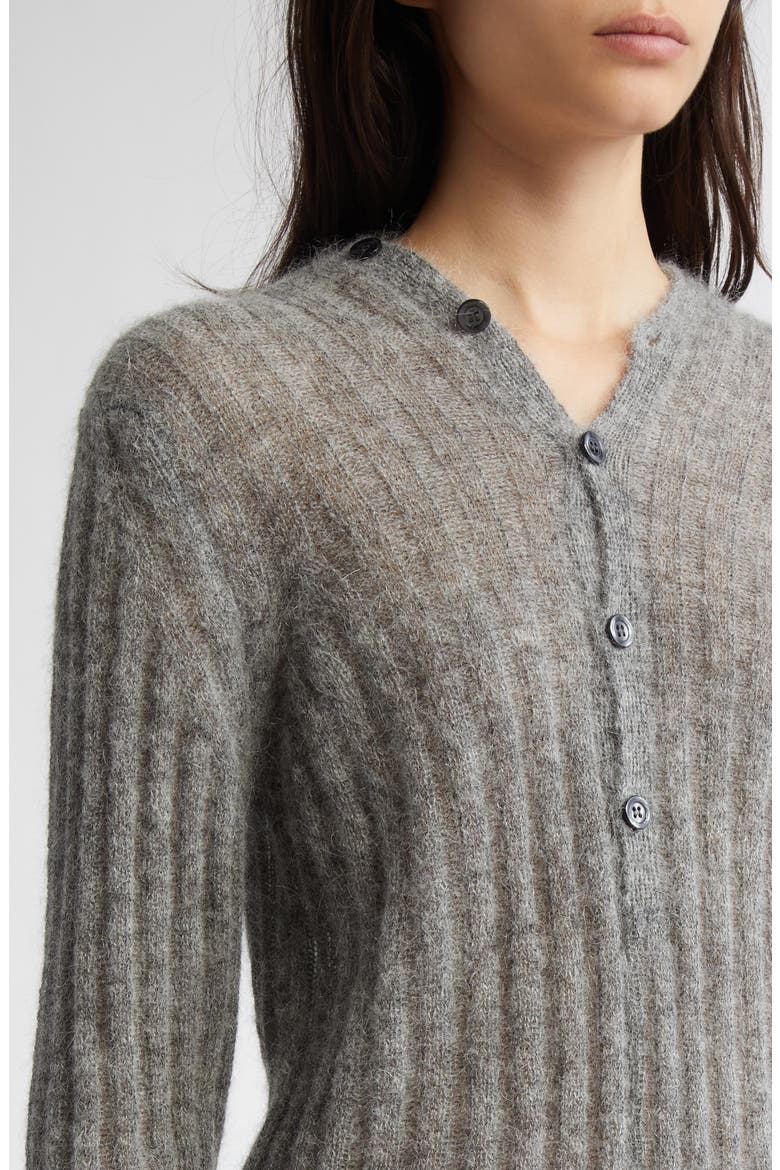 Naor Button Back Mohair & Alpaca Blend Rib Cardigan, Alternate, color, GREY