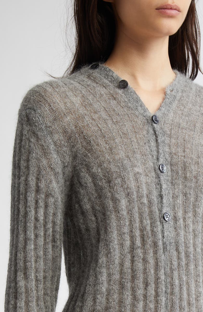 Paloma Wool Naor Button Back Mohair & Alpaca Blend Rib Cardigan, Alternate, color, Grey