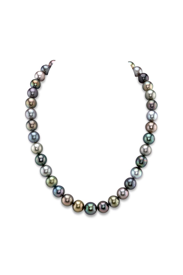 10-12mm Tahitian South Sea Pearl Multicolor Necklace, Main, color, Yellow Gold Clasp