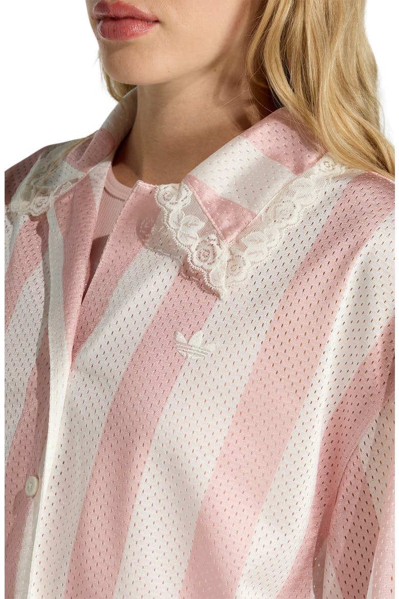 Striped Lace Trim Mesh Shirt, Alternate, color, OFF WHITE/SANDY PINK