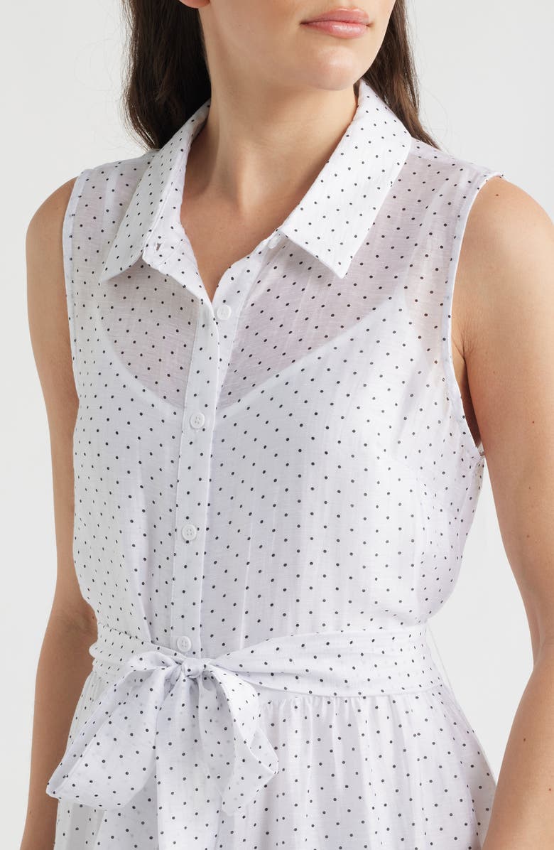 Halogen<sup>®</sup> Polka Dot Midi Shirtdress, Alternate, color, Bright White