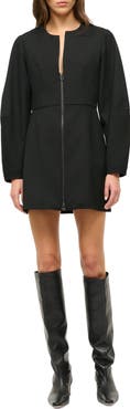 STAUD Katja Long Sleeve Zip Minidress