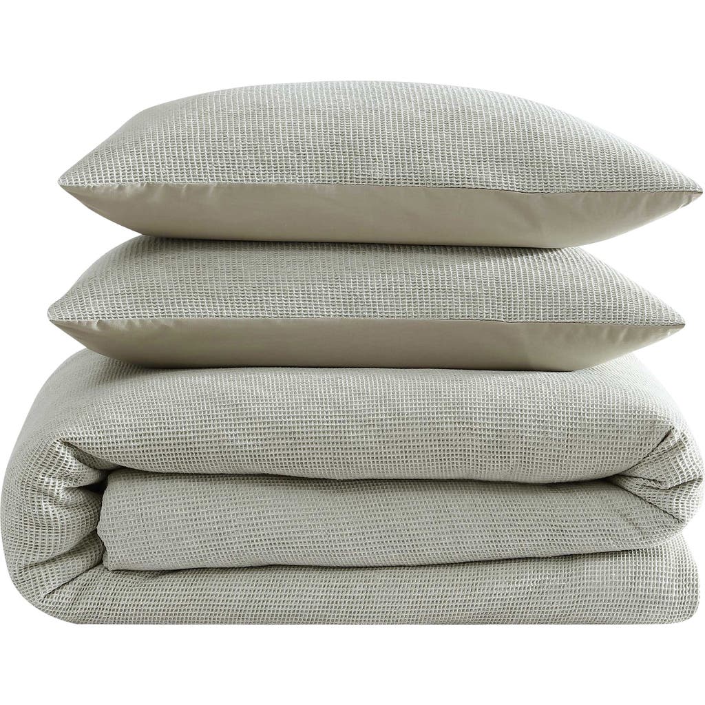 Calvin Klein Microwaffle Duvet Cover & Sham Set In Pale Green