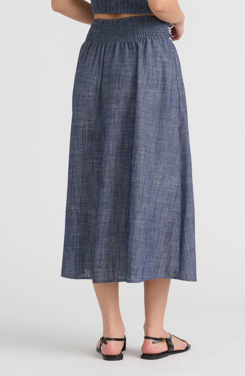 NVLT Embroidered A-Line Midi Skirt, Alternate, color, Denim Blue