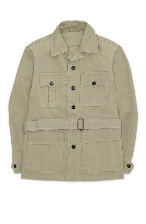 Clint Herringbone Cotton Sahariana Jacket