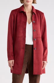T Tahari Faux Suede Car Coat