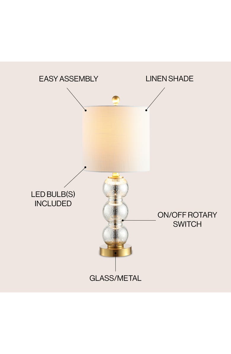 JONATHAN Y February Glass/Metal LED Table Lamp, Alternate, color, Mercury Glass/Brass Gold