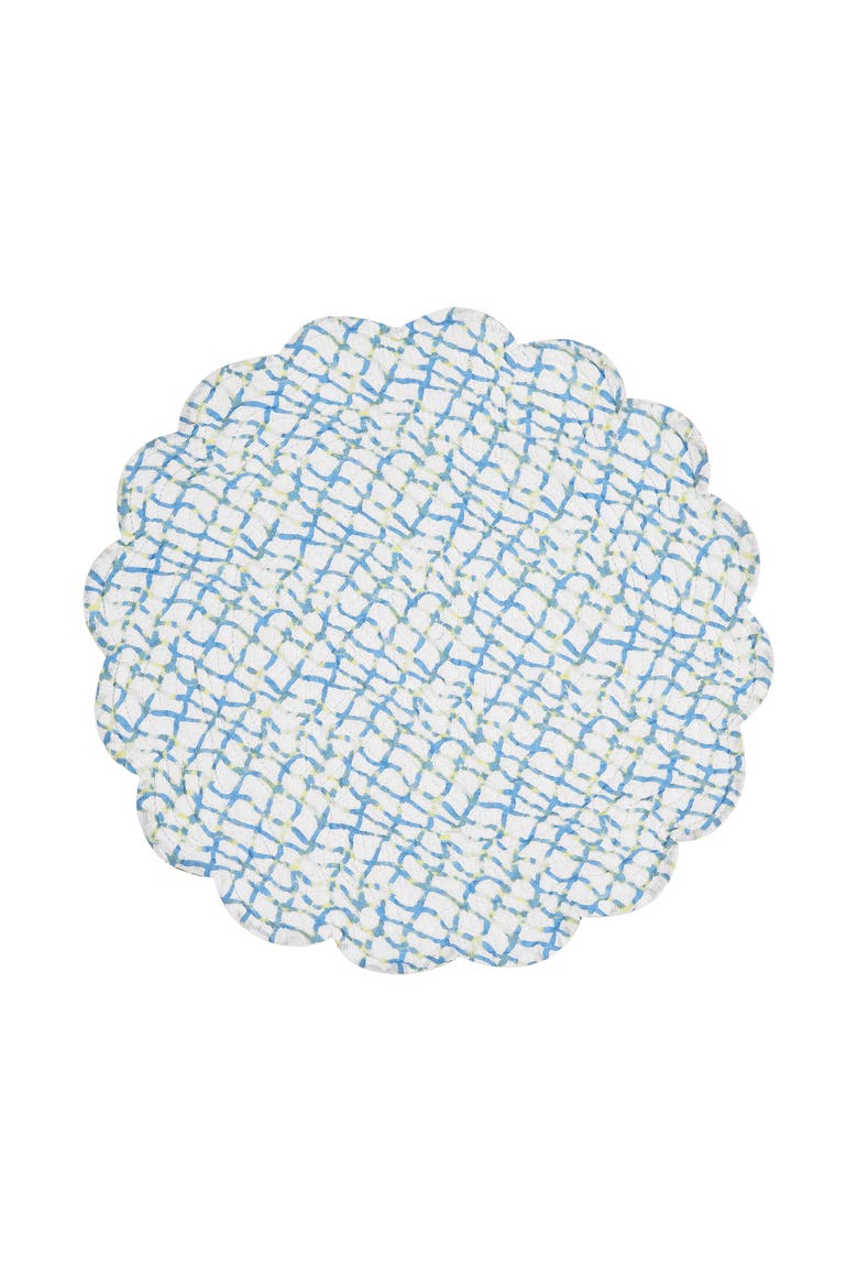 Marino Round Quilted Reversible Colorful Coastal Placemats Set of 6, 17", Alternate, color, Blue