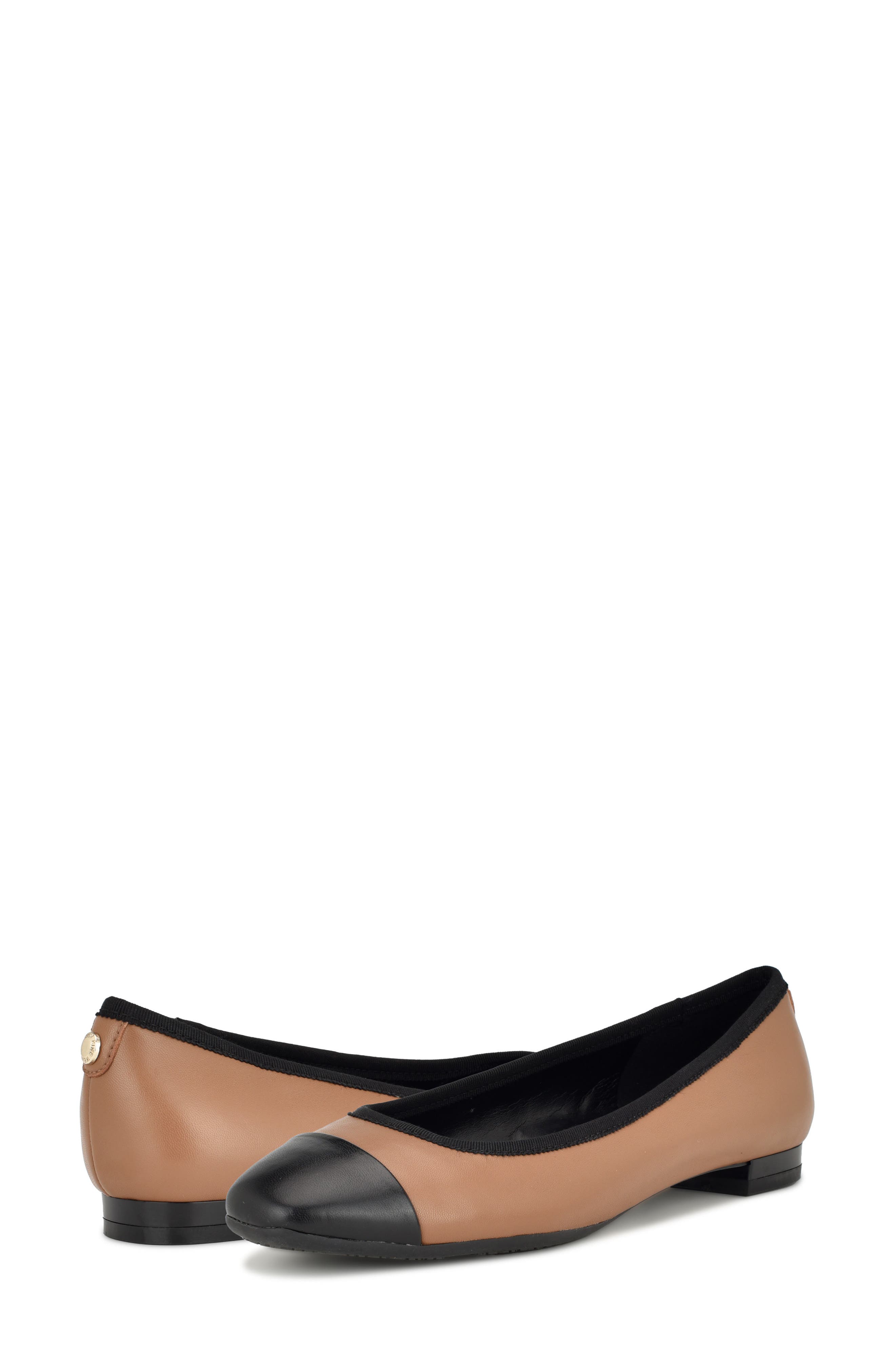 Nine West Ollin 9x9 Cap Toe Flat, Alternate, color, Light Brown 230