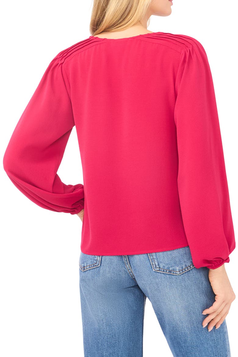 Circle Trim Pintuck Top, Alternate, color, ROSE CERISE