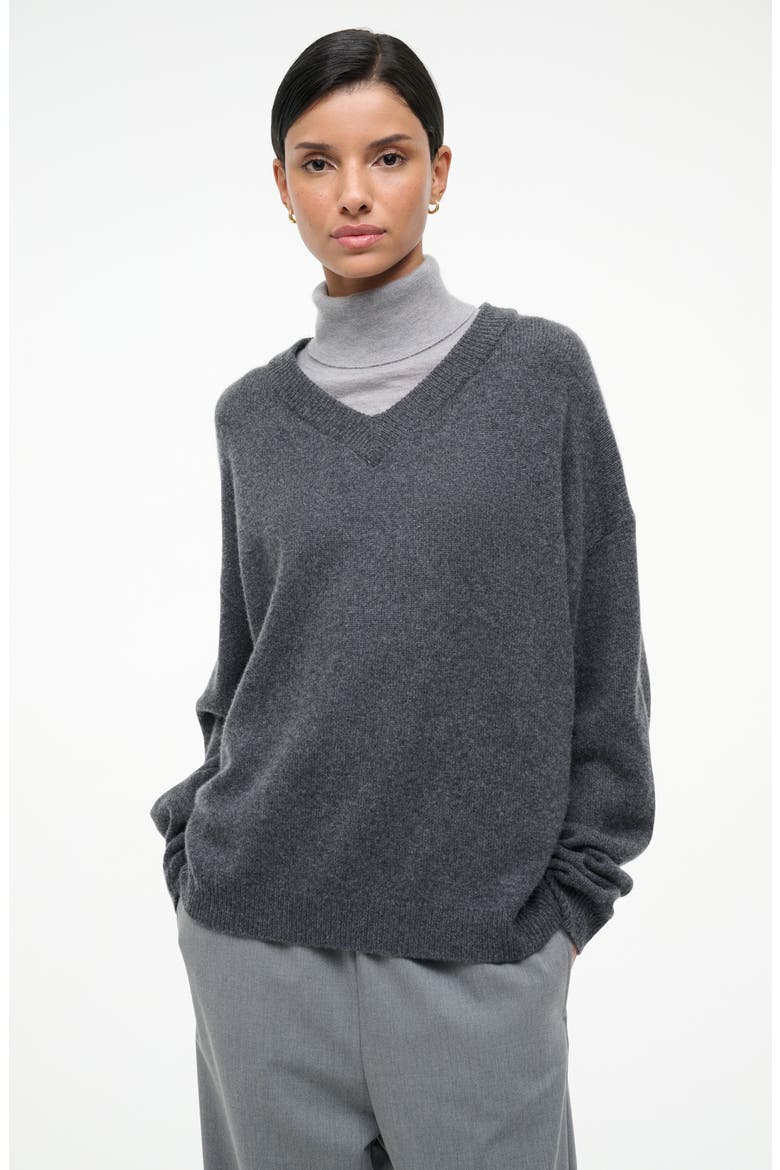 Doris Layered Look Cashmere Sweater, Alternate, color, CHARCOAL