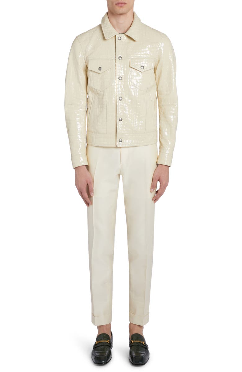 TOM FORD Croc Embossed Patent Leather Jacket, Alternate, color,