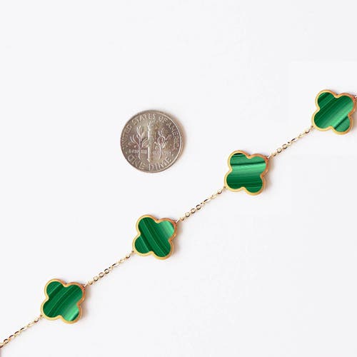 The Lovery Fine Jewelry Large Malachite Clover Bracelet In Green