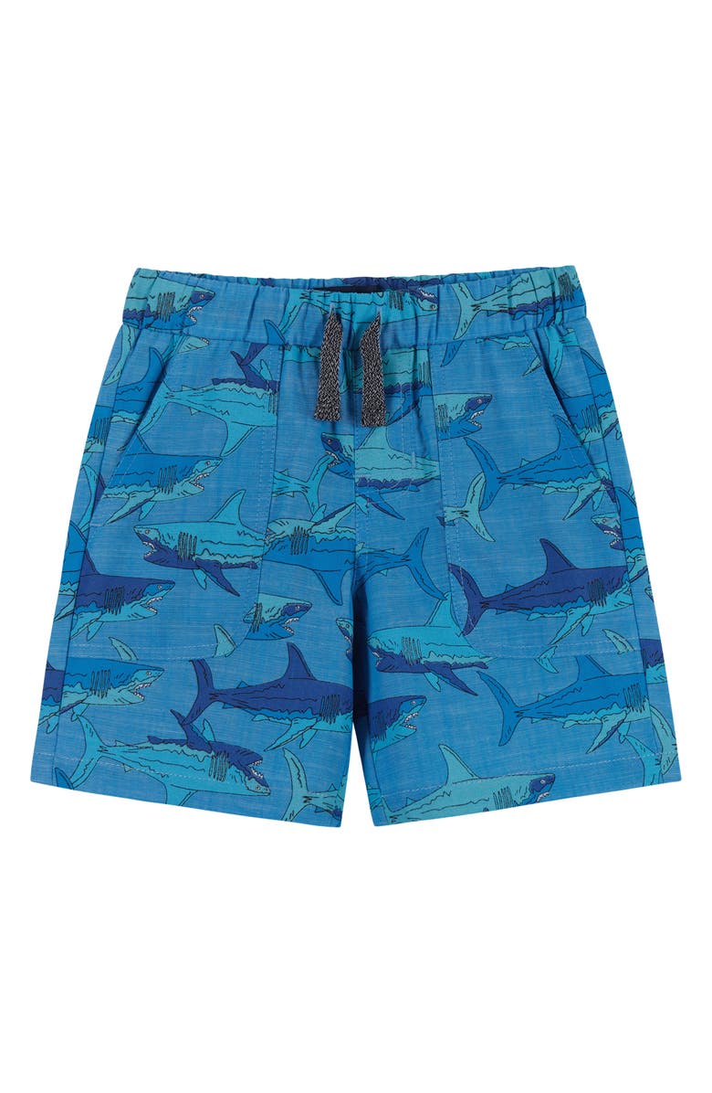 Andy & Evan Kids' Shark Print Cotton Button-Up Shirt & Shorts Set, Alternate, color, Blue Sharks