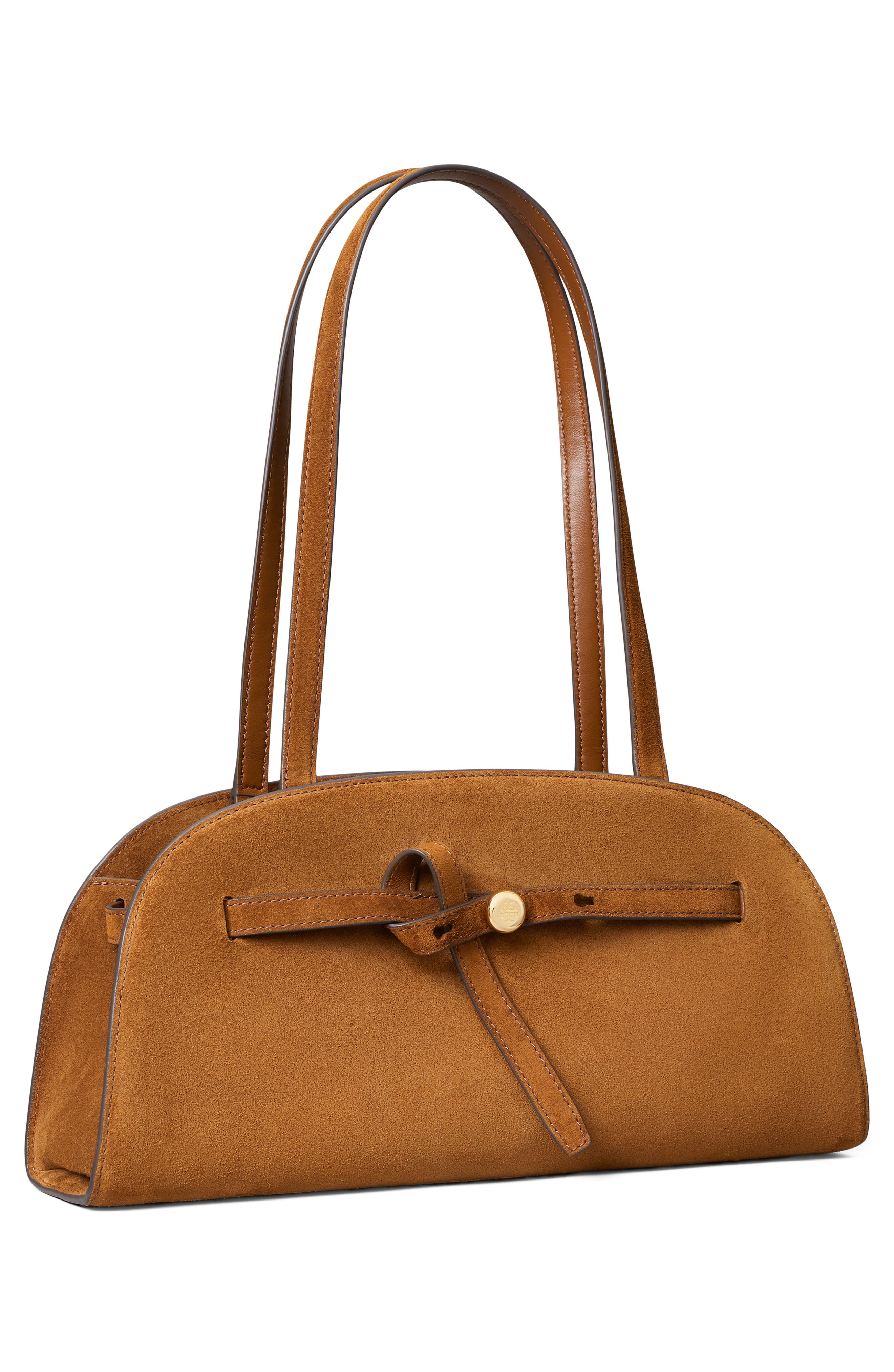 Romy Suede East West Bauletto, Alternate, color, CARAMEL