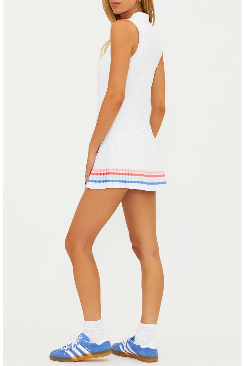 Bria Pleated Minidress, Alternate, color, BRIGHT WHITE HORIZON