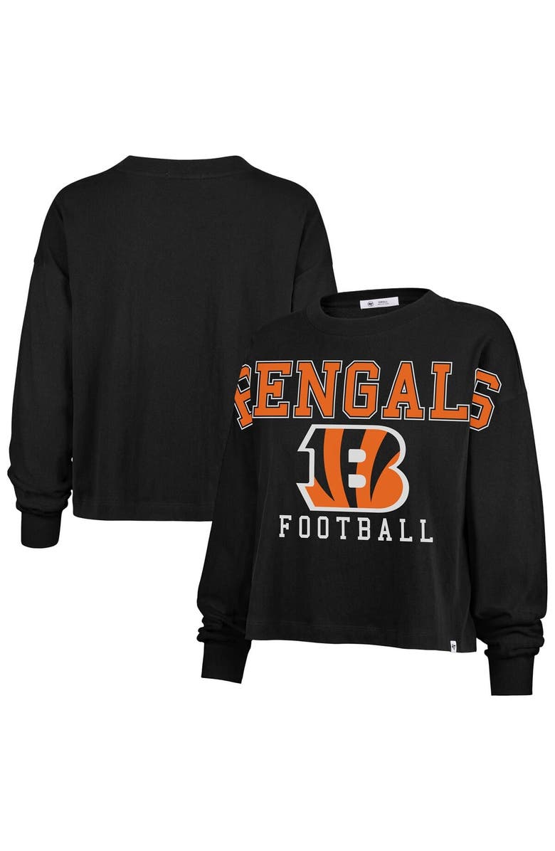 '47 Women's '47 Black Cincinnati Bengals Outreach City Oversized Long Sleeve T-Shirt, Alternate, color, Black