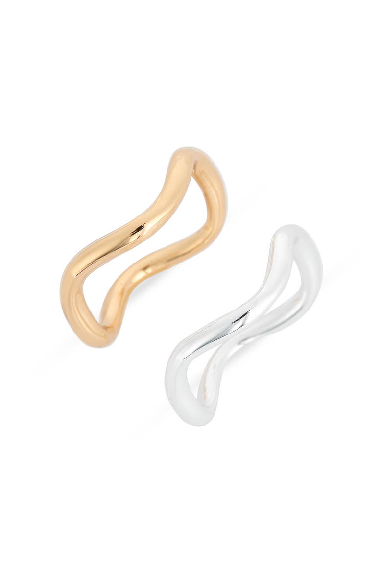 2-Pack Wavy Rings, Main, color, GOLD- SILVER