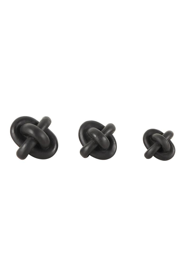 Set of 3 Modern Knot Sculptures, Main, color, BLACK