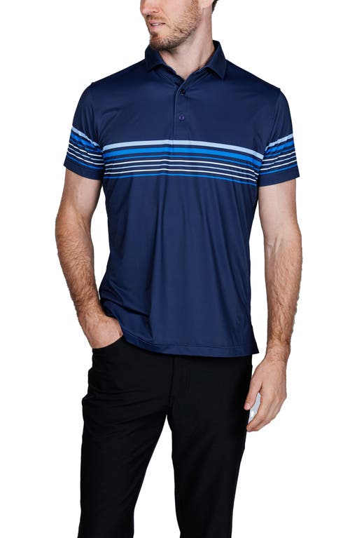 Tailorbyrd Engineered Stripe Performance Polo In Blue