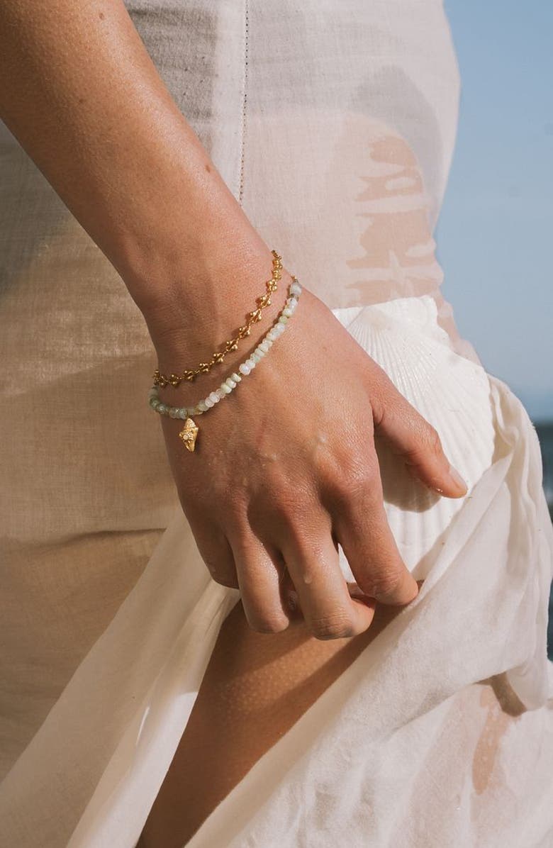 Satya Jewelry Nurtured by Love Opal Conch Shell Bracelet, Alternate, color, Green