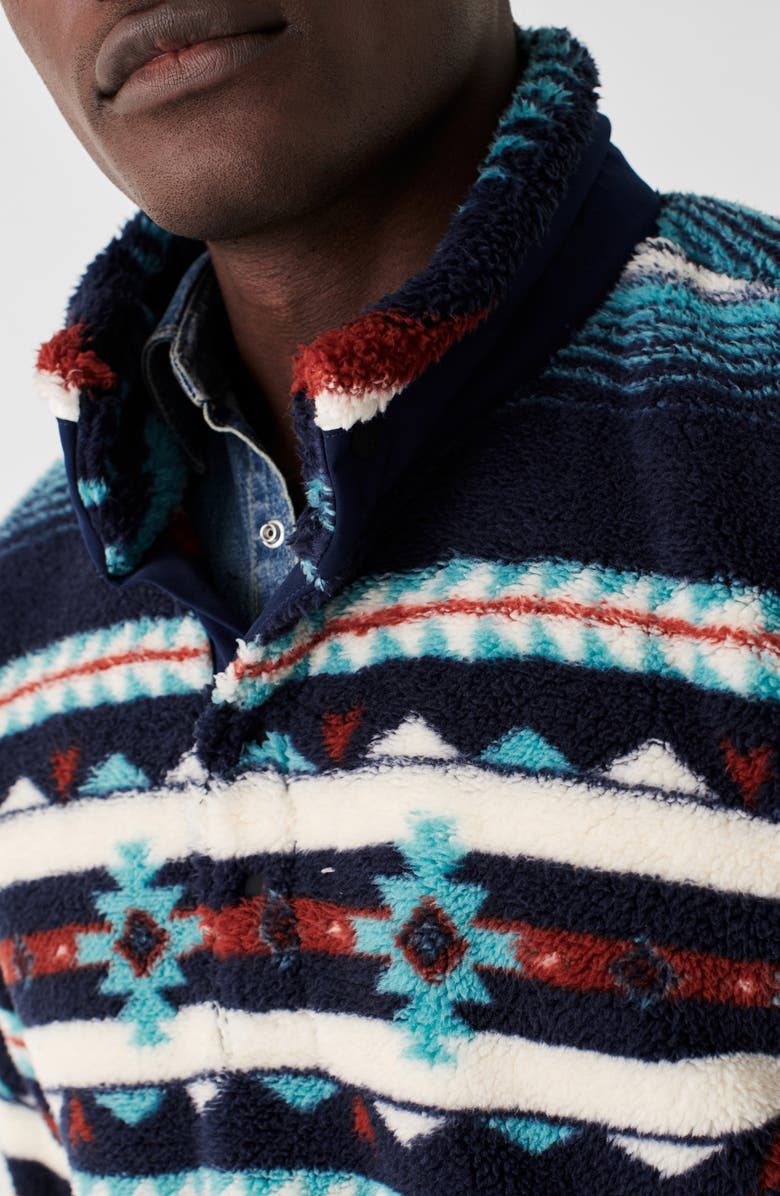 Faherty Geometric Stripe Half Snap Fleece Pullover, Alternate, color,