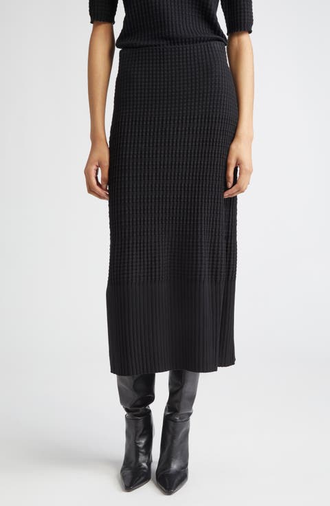 Mixed Rib Pull-On Knit Skirt
