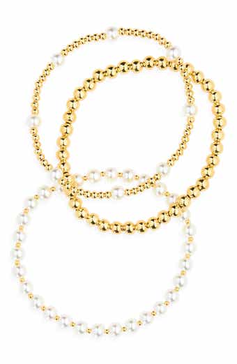 Demi-Fine 3-Pack Beaded Faux Pearl Stretch Bracelets