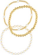 NORDSTROM RACK Demi-Fine 3-Pack Beaded Faux Pearl Stretch Bracelets