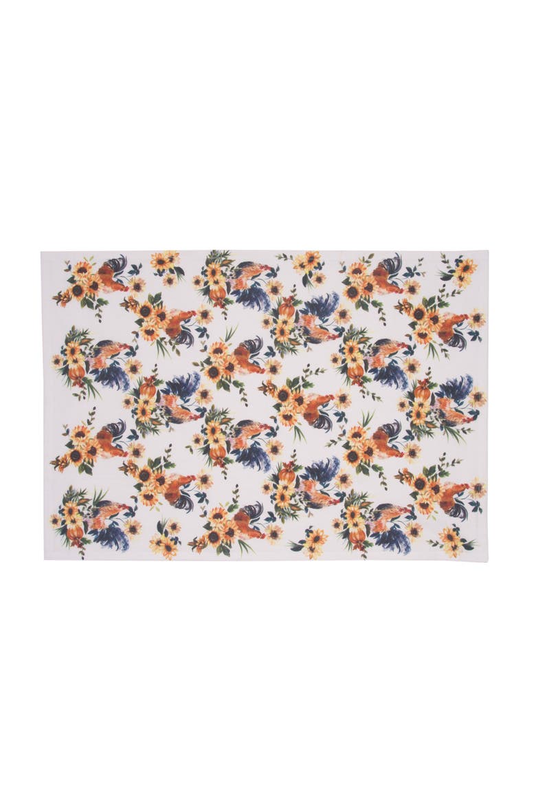 Rooster Farmhouse 100% Cotton Graphic Prints Set of 2 Handtowels, Alternate, color, Yellow