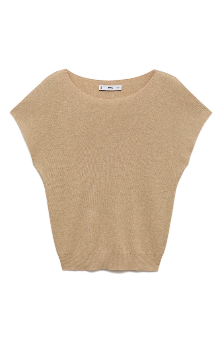 MANGO Fine Knit Cap Sleeve Sweater, Main, color, Ecru