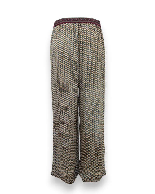 Monzlapur Embossed Botanic Crepe Pant In Brown