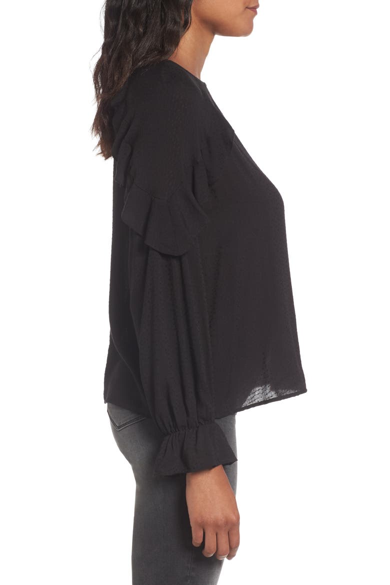 Textured Ruffle Blouse, Alternate, color, BLACK