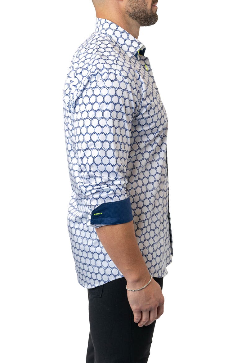 Fibonacci Stretchmirror White Performance Button-Up Shirt, Alternate, color, WHITE